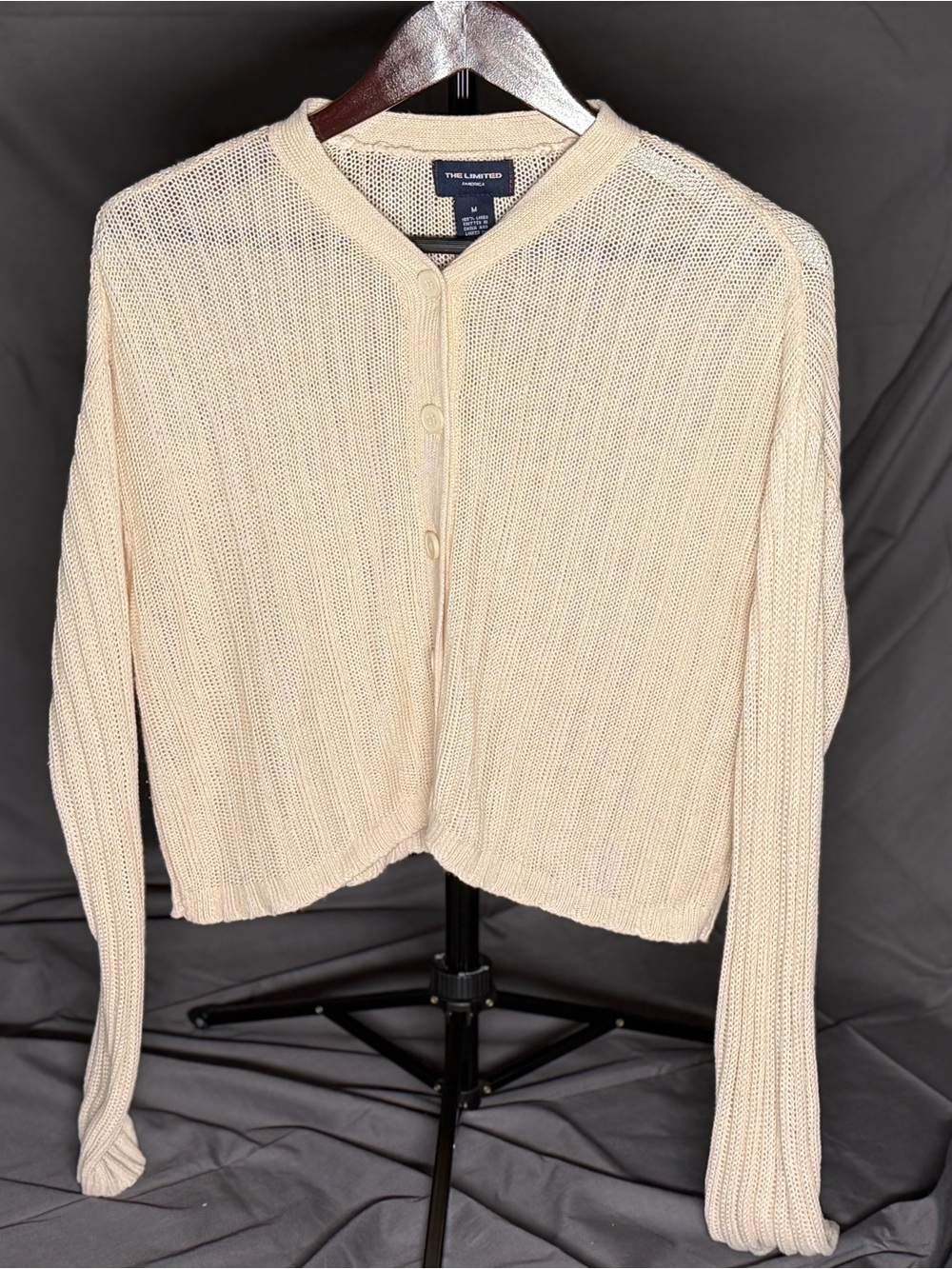 Vintage 90’s The Limited 100% Linen Open-Knit Button Cardigan